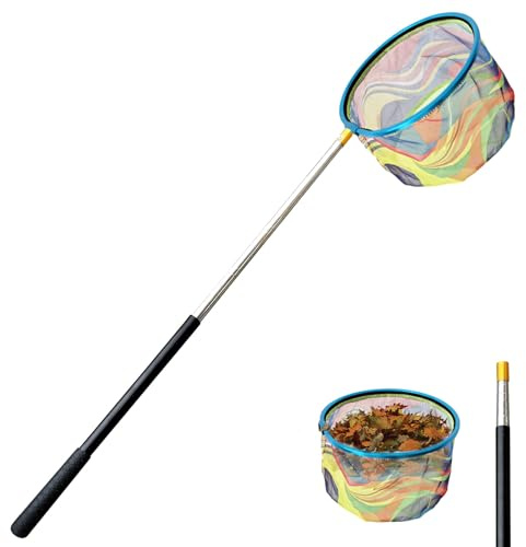 Lergas 148,5 cm Pool Kescher, Teichkescher Feinmaschig Algen, Pool Kescher mit Teleskopstange, Poolreinigung Poolkescher Feinmaschig, 16 cm Tief Kescher Pool Käscher, Kescher für Pool Teiche Spa (A)