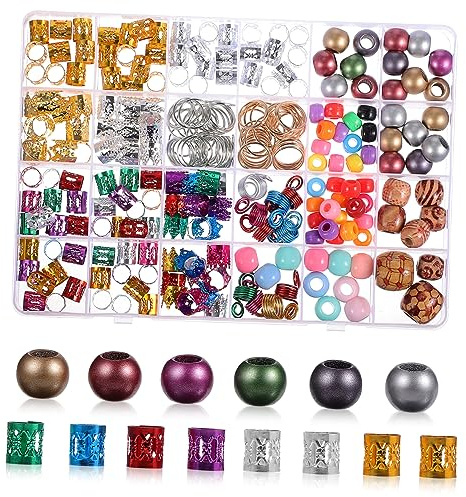 Ipetboom 278Stücke Haarperlen für Haarschmuck für Zöpfe Dreadlock Accessoires Einsetzbare Haarspiralclips und Ringe für Partys Hochzeiten und Besondere Anlässe