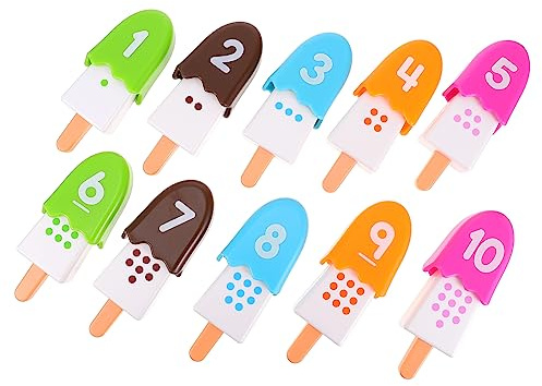 BESPORTBLE Digital Popsicle Matching Toys Number Recognition Tool Educational Plaything for Kids Early Cognitive Development Number Teaching Aid Pretend Ice Cream Playset Game Set for Children