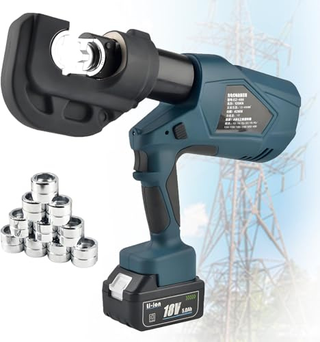 EpyGnom Pinza Crimpatrice Elettrica Idraulica Ricaricabile per Terminali in Rame e Alluminio con 2 Batteria e Matrici Pressatrice a Batteria Campo di crimpatura 16-300mm²/16-400mm² EZ400