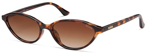 SOJOS Trendy Polarized Oval Sunglasses for Women Retro Chic 90s Shades Lightweight Sunnies SJ2656 Brown Tortoise Frame Brown Grading Lens