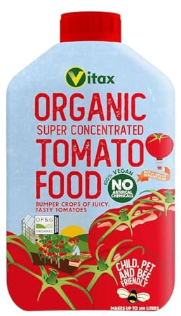 Vitax Organic Tomato Food 1L Powerful Organic Tomato Fertiliser for Bigger, Tastier Harvests High Potash Formula with Magnesium Iron & Trace Elements Safe for Children Pets & Bees