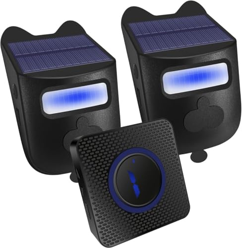 QUMOX Allarme Passaggio Carrabile a Energia Solare – Sistema di Allerta Wireless con Sensore di Movimento da Esterno, 2 Sensori e 1 Ricevitore per Sicurezza Casa e Attività