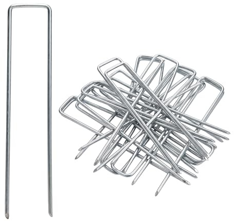 Garronda Grapas Césped Artificial 150 x 25 mm Extra Resistentes Ø3 mm – Clavos de Acero Galvanizado para Suelo Duro, Estacas de Fijación para Malla Antihierbas, Jardín y Camping GD-0179 (25 uds)