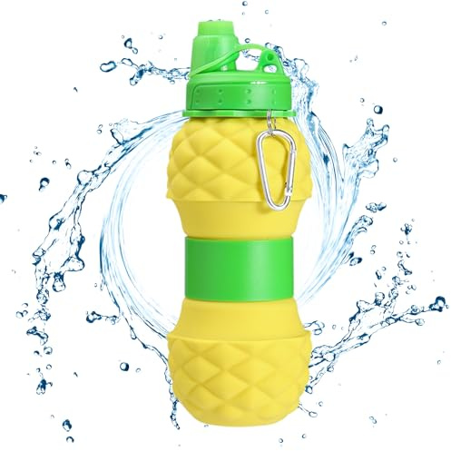 Genérico Vaso De Agua Plegable – Silicona PP 700ml | Botella Plegable Con Forma De Fruta | Botella De Agua Deportiva V Con Tapa Para Niños, Adultos, Viajes Al Aire Libre Y Uso Diario De Hidratación