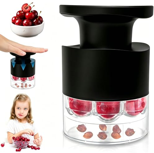 Cherry Pitter Multiple, Push Type Cherry Corer Multiple, Kitchen Cherry Jam 7 Holes Multi Pitter Tool, 7-in-1 Cherry Seed Remover Quick Portable Cherry Pitting Tool with Splatter Protector