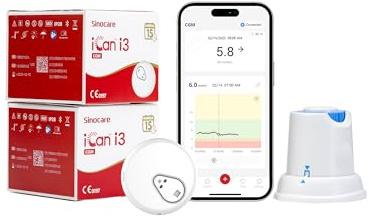 Sinocare iCan i3 Continuous Glucose Monitor,15 Day Wear-life CGM-2 PCS | 15 Day Wear-life CGM, Wearable Blood Glucose Tracker for Diabetes Monitoring, Output Values via iCan CGM App for UK