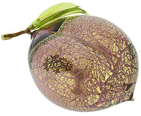 Glass Of Venice Murano Glass Italian Plum Fruit Purple Handmade Collectible Figurine for Kitchen Dining Room Home Decoration. Blown Glass Artisan Gift Made in Italy
