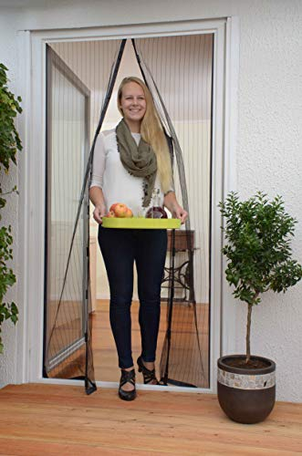 Fliegengitter Fenster 100x210 anthrazit individuell kürzbar Insektenschutz Fliegennetz Fensternetz Mückennetz Mückengitter Fenstergaze (2, Magnetvorhang)