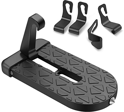 URAQT Gradino per Portiera Auto Universale, Car Doorstep Gradino della portiera dell'auto con 4 PCS Gancio e Martello di Sicurezza, Pieghevole, Antiscivolo, Carico Massimo 250 kg
