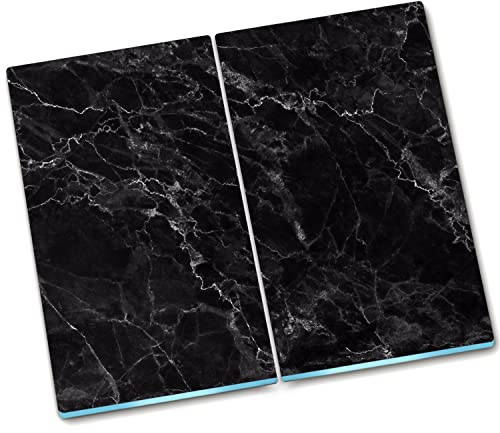 Decormat Schneidebretter Herdabdeckplatte Schutzbrett Spritzschutz Küche Gehärtetes Glas 2x30x52 cm - Schwarzer Marmor