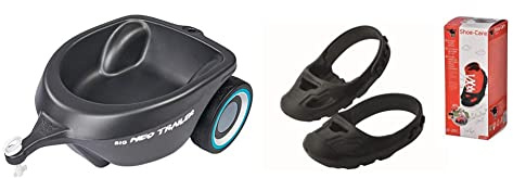 Big-Bobby-Car Neo Trailer Anthrazit - Bobby-Car Anhänger für drinnen und draußen, 3 Liter, für Kinder ab 1 Jahr & Big - Shoe-Care Schuhschoner - für Kinderschuhe der Größe 21 bis 27, schwarz