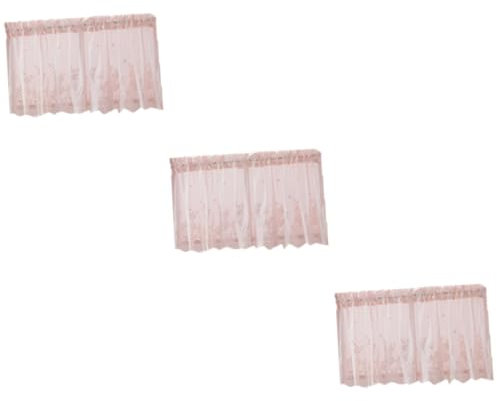 Zerodeko 3stücke Kurzgardine Aus Spitzenstoff Für Fensterdekoration Halbtransparent Rosa Für Kinderzimmer Küche Balkon Und Bad