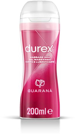 Durex Massage 2 in 1 Guaranà, Lubrificante Sessuale Intimo, Adatto per Rapporti Intimi e Massaggi, Gel Lubrificante a Base d'Acqua, Formato Convenienza 200 ml