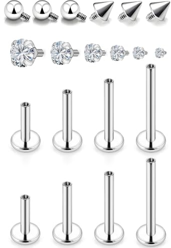 Msndnkwo Medusa Piercing Jewelry Stainless Steel Labret Jewelry Monroe Lip Piercings Rings Different Size Tragus Nail Conch Cartilage Helix Earring Stud Bar Length 6mm 8mm 10mm 12mm