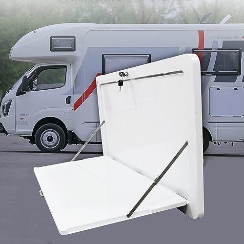 Klappbarer Außentisch für Wohnmobile, 80 x 45 cm externer Hängetisch, ABS-Klapptisch für Wohnmobile, Aluminium-Klapptisch für Wohnmobile mit LED-Leuchten, Abnehmbarer Tisch für Wohnmobile fü