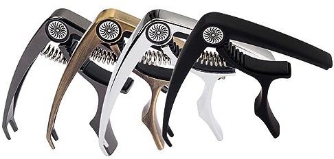 BESTonZON Clip-stimmgerät für Gitarre und Akustikgitarre mit Trigger-capo-clip Geeignet Gitarre Ukulele Banjo Mandoline Schwarz