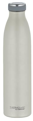 THERMOcafé by THERMOS TC Bottle Beige Matt 0.75 L, Insulated Flask Made of Stainless Steel, Carbonated Proof, 12 Hours Hot 24 Hours Cold, Leak-Proof, for School, On The Go and Office