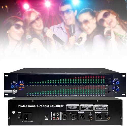 HGOuhK Digital Equalizer Stereo Audio Mixer, Graphic Equalizer, 31 Band Balanced Effect Controller DJ Digital Mixer Processor DSP Feedback Eliminator Graphic Equalizer(Eq-888s)