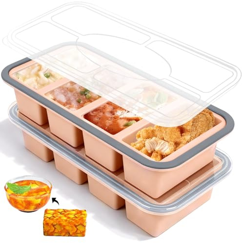 Niuny Molde para Congelar Sopa 2Pcs Moldes De Silicona para Sopa con Tapas 1000ml Contenedor De Almacenamiento De Sopas Bandeja Congeladora De Silicona Recipientes Para Congelador Para Sopas Salsas