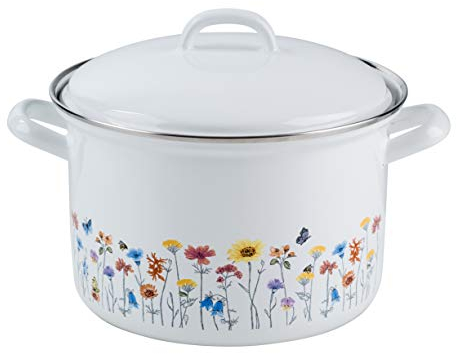 Riess, 0124-070, Fleischtopf mit Deckel, Durchmesser 20 cm, Inhalt 3,5 Liter, Country, SONDERDEKOR FLORA, Induktion