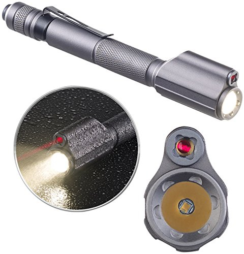 KryoLights Laserpointer: 2in1-Profi-Pen-Light, LED-Taschenlampe & Laser-Pointer, 110 lm, 3 W (Taschenlampe mit Laserpointer, Laser Lampe, Arbeitsleuchte)