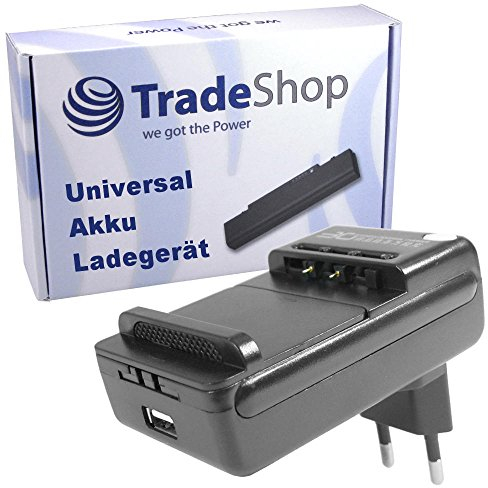 Trade-Shop Station de charge universelle LCD pour batterie Li-ion 3,7 V jusqu'à 6,5 cm, station de charge réglable compatible avec de nombreux smartphones, appareils photo numériques, batteries avec
