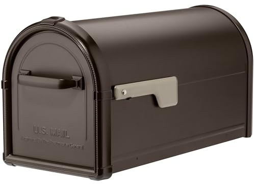 Architectural Mailboxes Hillsborough™ Heavy Duty Decorative Steel Metal Post Mounted Mail Box for Outside, Rubbed BronzeLarge Curbside Mailbox with Magnetic Latch