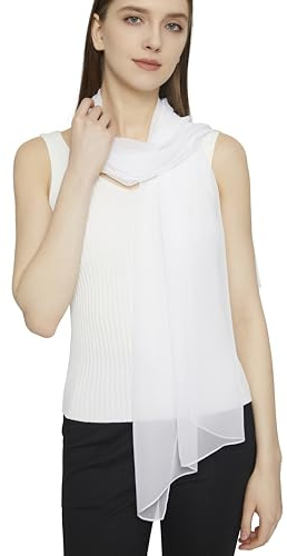 PANTONIGHT Long Chiffon Sheer Scarf For womens (073 white)