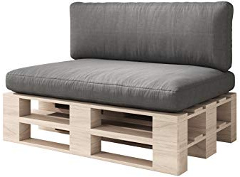 sunnypillow Palettenkissen für Palettenmöbel - 2er Set - Palettenauflage für Palettensofa für Haus Garten - Palettenpolster mit abnehmbarem Bezug für Europaletten - Rückenkissen & Sitzkissen Anthrazit