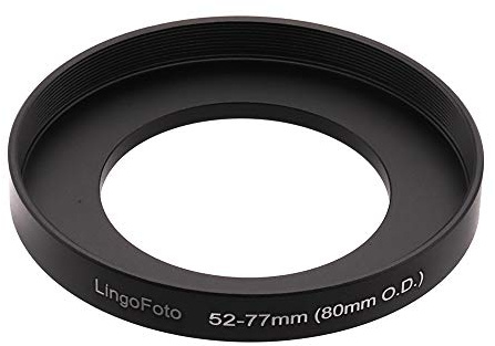 Front Step Up Ring 52mm to 80mm Lens Matte Box Adapter O.D, 52mm Lens Adapter Ring to 77mm Lens Filters/Lens Cap LingoFoto (52mm) | 44/46/48/49/52/54/55/58/60/62/67/72/77/82-77/80mm Front Step Up to 77mm Lens Filters/Lens Cap