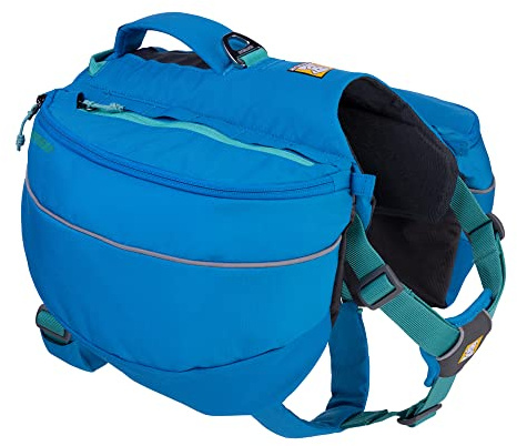 RUFFWEAR Approach Pack, Hunderucksack-Tragetasche mit integriertem Geschirr und Taschen, Tragbares Haustier-Wander- und Campingzubehör mit 2 Leinenbefestigungspunkten, Blue Dusk (Small)