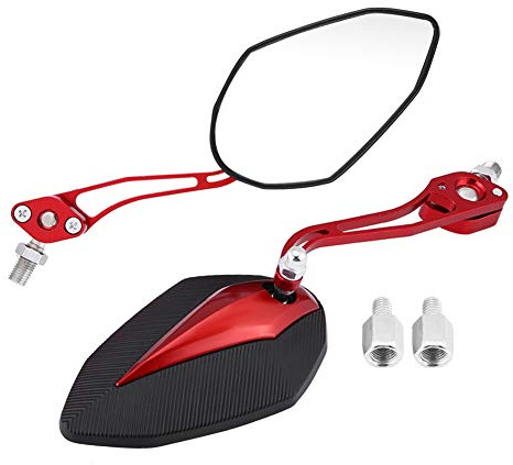FTVOGUE Espejo Retrovisor Convexo para Motocicleta, Par 8 Mm 10 Mm Universal Moto Scooter Espejo Retrovisor para Motocicleta Espejos Retrovisores Laterales(Rojo)