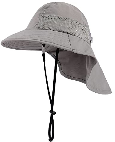 MASOCIO Baby barn solhatt reversibel sommarhatt flickor pojkar med brett brätte fiskarhatt, GRÅ, 3-6 år