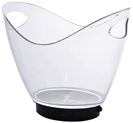 WANGFENG Ice Bucket,Ice Bucket with Lid and Ice Tongs,Transparent Colorful LED Light Gradient Ice Bucket Bar Wine Trough Water Entertainment Stand Holder Glass Wine Bottle