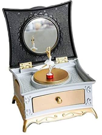 AQUETI Spieldose Spieluhr Antike Vintage Spieluhr Ballerina Spieluhr Schmuckschatulle Heimdekoration Handwerk Für Geburtstag Weihnachten Spieluhren (Blue : Bronze, Size : 15.5 * 14 * 9cm)