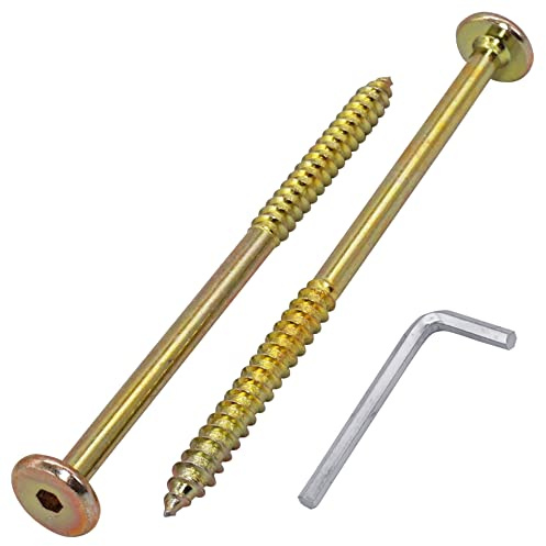 SKIR'CO (6 pièces) Vis Connecteur Bois Zingué Jaune 6,5 x 110 mm, Vis Connecteur Meuble, Tête Plate