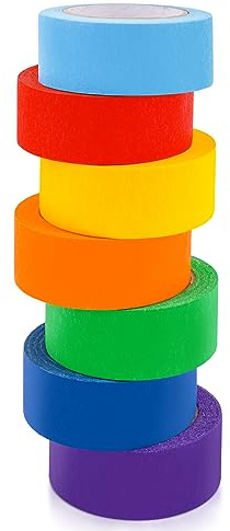 Zayvor Colored Masking Tape Colorful Craft Tape Painters Tape Rainbow Painter Tape For Kids Labeling Arts Crafts Decorative Coding Decoration Office Teaching Supplies,7 Roll Multi Pack