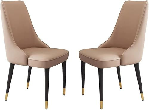 Küche Küche Esszimmerstühle Set mit 2 Mikrofaser Leder Tisch Beistellstühle Arbeitszimmer Lounge Stuhl stabile Beine aus Karbonstahl (Farbe: Khaki, Größe: Goldenes Bein)