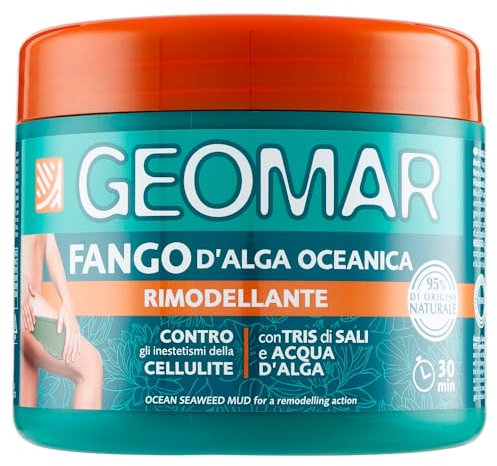 GEOMAR | Fango d'Alga Oceanica Rimodellante contro gli Inestetismi della Cellulite, 95% di Origine Naturale, con Tris Di Sali (Marino, di Epsom e del Mar Morto) e Acqua d' Alga, Made in Italy, 600 g
