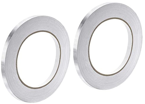 QUARKZMAN 2 Rollen Aluminium Klebeband 8mm x 45m Hitzebeständiges Klebeband (1,96 mil) Aluminium Folienband für HVAC Reparieren von Metalloberflächen Silber