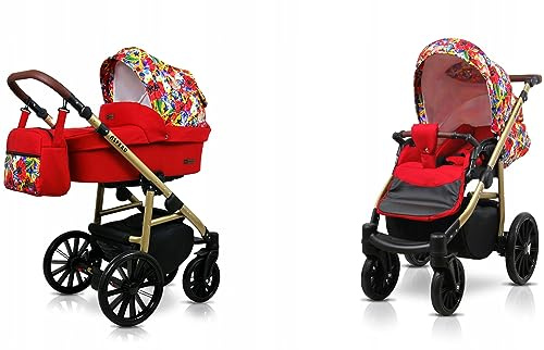 BabyLux® Carrito de Bebé Sistema de Viaje Set 2 en 1 - Aspero - incl. Capazo, Silla de Paseo - Cochecito - Bolso cambiador, Cubierta para la lluvia, Mosquitera, Portavasos etc.