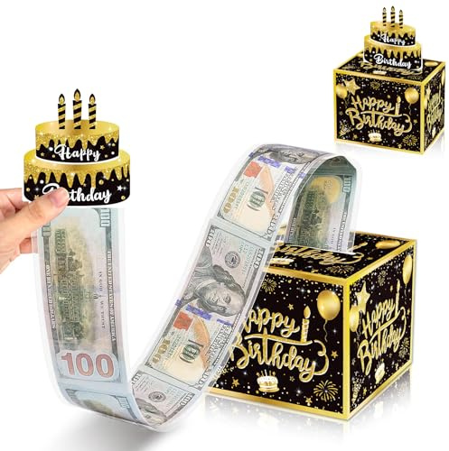 Happy Birthday Surprise Money Box for Cash Gifts Pull Money Cake Creative Ways to Gift Money Presentation Box for Cash Gifts Birthday, DIY Money Gift Ideas Funny Money Box Money Holders for Cash Gifts