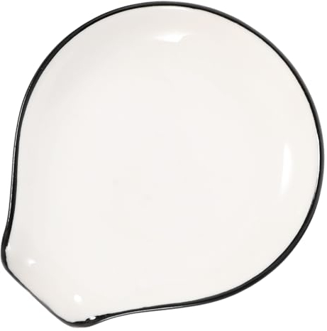 COLLBATH Soporte para Cuchara de Cerámica Beige, Diseño Sencillo y Rústico, Impide la Cuchara Ruede y Sirve como Plato para Salsa en Cocina o Restaurante