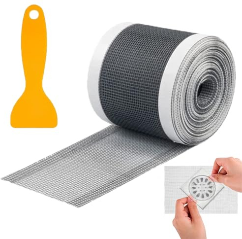 Einweg Abfluss Haarfänger 70mm x 10m, Abflusssieb Dusche, Selbstklebender Haarsieb Dusche, Duschabfluss Mesh Aufkleberfür Duschrinne Bad, Küchen
