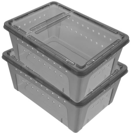 Supvox 2 Stück Reptilien Futterbox Aus Robustem Kunststoff Mit Atmungsaktiven Löchern Transparente Reptilien Habitatbox Für Kleine Spinnen Und Geckos Im Terrarium