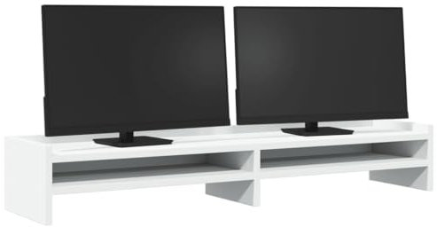 Gecheer Monitorständer Schreibtischaufsatz Monitorerhöhung Bildschirm PC Regal Aufsatz Bildschirmerhöhung Bildschirmständer PC Bildschirm Ständer Laptop-Druckerständer Weiß 100x24x16 cm Holzwerkstoff