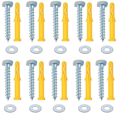 M10x50mm Heavy Duty Wall Plugs Tv Wall Bracket Screws for Fixing Aerial Mast Sky Dishes TV Mount Brackets 10 Pcs