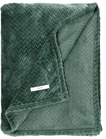 Esprit Premium - Coperta morbida in microfibra, 150 x 200 cm, Oeko-TEX, XXL, colore: verde