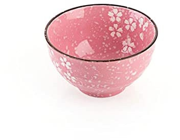 KXQYIKYI Tazón Sakura cerámica tazón tazón de arroz Cubierta de Mesa Frutas ensaladeros de Aluminio Estudiantes de vajilla Sopa de Ramen tazones (Color: Rosa)